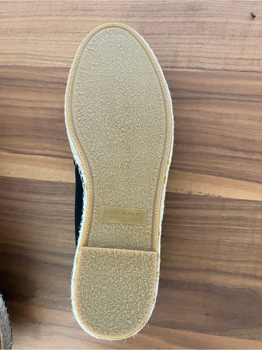 Saint Laurent Men's Black Canvas Espadrille Slip-Ons with Jute Trim - Picture 6 of 7